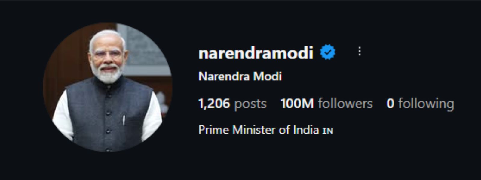 Modi Crosses 100 Million Followers On Instagram